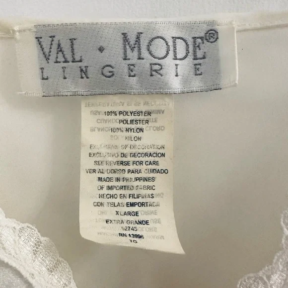Vintage 1980’s Val Mode Lingerie Ivory White Lace Slip with Rose, Women Size XL - Picture 9 of 15